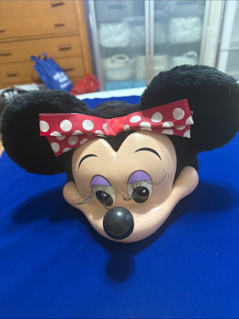 Vintage Disney Minnie Mouse Plush Ear Headband with Red Polka Dot Bow 1990